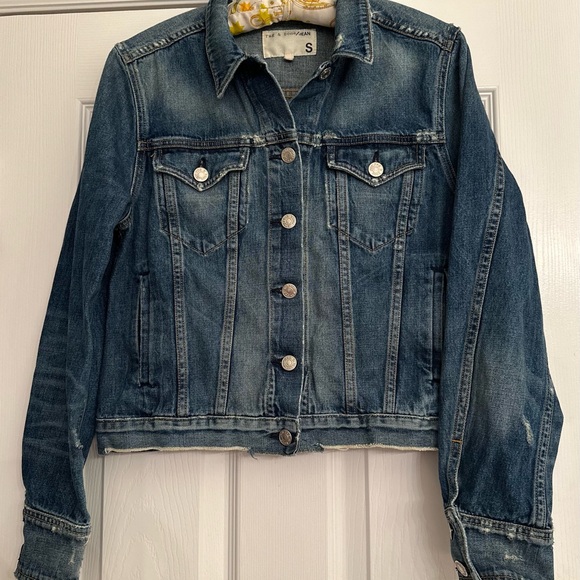 rag & bone Jackets & Blazers - Rag & Bone Tattered Jean Trucker Jacket Distressed 100% Cotton Made In USA Sz S